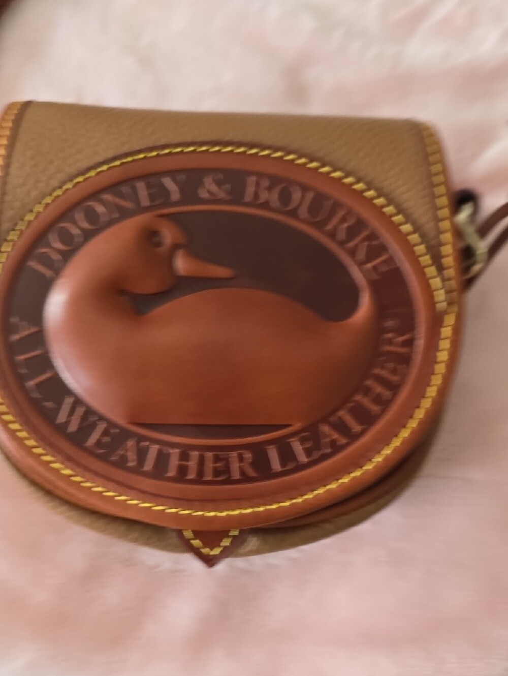 Dooney & Bourke Duck Bag In Caramel And Brown All-Weather Leather Crossbody - Picture 10 of 12